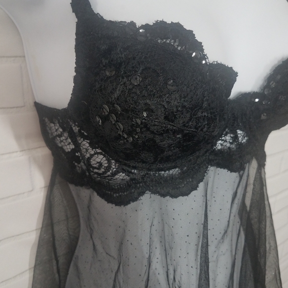 Shirley of Hollywood Sexy Black Lace Lingerie Slip - Picture 3 of 9